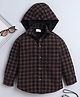 BAATCHEET Cotton Woven Full Sleeves Checked Shirt With Detachable Hood - Brown