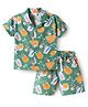 Ollypop Sinker Knit Half Sleeves Shirt & Shorts Co-ord Night Suit With Fruit Print - Blue