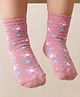 Mustang Knit Ankle Length Socks with Floral Design - Pink