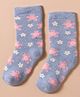 Mustang Knit Ankle Length Socks with Floral Design - Light Blue