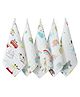 TERI BERI Muslin Cotton Printed Face Towels for Newborn Baby Extra Soft Hankies Reusable Napkins for Infants Toddlers - 25x25 cm (Pack of 5,White)