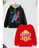 Trampoline Fleece Knit Pack Of 2 Full Sleeves Typography Printed Light Winter Sweatshirt & Hoodie - Black & Red