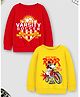 Trampoline Fleece Knit Pack Of 2 Full Sleeves Typography Printed Light Winter Sweatshirts - Red & Yellow