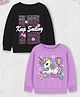 Trampoline Fleece Knit Pack Of 2 Full Sleeves Unicorn & Keep Smiling Text Printed Light Winter Sweatshirts - Black & Purple