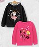 Trampoline Fleece Knit Pack Of 2 Full Sleeves Princess & Bee Mine Text Printed Light Winter Hoodie & Sweatshirt - Black & Pink