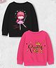 Trampoline Fleece Knit Pack Of 2 Full Sleeves Ballerina & Princess Text Printed Light Winter Sweatshirts - Black & Pink