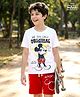Honeyhap Disney 100% Cotton Half Sleeves T-Shirt & Shorts Set With Mickey Mouse Graphic - Multicolour