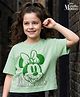 HoneyHap Disney Single Jersey Knit Half Sleeves T-Shirt With Minnie Mouse Graphics & Puff Print Detailing - Limegreen