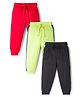 Doodle Poodle 100% Cotton Knit Full Length Lounge Pants with Tape Detailing Pack of 3 - Red, Green & Black