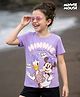 Pine Kids Disney 100% Cotton Knit Half Sleeves T-Shirt With Minnie & Daisy Graphic & Puff Print Detailing - Lavender