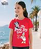 Pine Kids Disney 100% Cotton Knit Half Sleeves T-Shirt With Front & Back Minnie & Daisy Graphic - Red