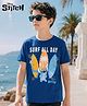 Pine Kids Disney Single Jersey Knit Half Sleeves T-Shirt with Stitch Graphic - Navy Blue