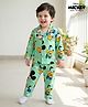 Babyhug Disney Single Jersey Knit Full Sleeves Co-ords Night Suit With Mickey & Friends Print - Light Green