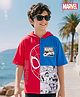 Pine Kids Marvel Terry Knit Half Sleeves Cut and Sew Hooded T-Shirt With Spider-Man Graphics - Multicolor