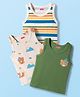 Babyhug 100% Cotton Knit Sleeveless Striped & Bear Printed   Sando Pack of 3 - Multicolor