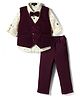 Robo Fry Cotton Woven Full Sleeves Printed 3 Piece Party Suit With Bow - Maroon