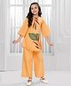 Ministitch Cotton Silk Woven Three Fourth Sleeves Leaves Printed Kurti & Palazzo Set - Yellow