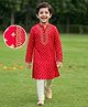 EARTHY TOUCH 100% Cotton Knit Full Sleeves Foil Floral Printed Kurta & Pyjama Set - Red