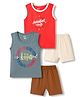 OHMS Single Jersey Knit Sleeveless T-Shirts & Shorts Set with Text Print Pack of 2 - Multicolor