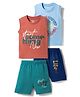 OHMS Single Jersey Knit Sleeveless Tank T-Shirts & Shorts Set with Text Print Pack of 2 - Multicolor