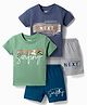OHMS Single Jersey Knit Half Sleeves Beach Theme Printed T-Shirts & Shorts Set Of 2 -Multicolour