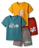 OHMS Single Jersey Knit Half Sleeves Beach Theme Printed T-Shirts & Shorts Set Of 2 - Multicolour