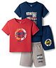 OHMS Single Jersey Knit Half Sleeves Beach Theme Printed T-Shirts & Shorts Set Of 2 - Multicolour