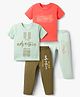 OHMS Single Jersey Knit Half Sleeves Text Printed T-Shirt & Pant Set Pack Of 2 - Multicolour