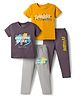 OHMS Single Jersey Knit Half Sleeves Printed T-Shirt & Lounge Pants Set Pack of 2 - Multicolor
