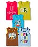 OHMS Single Jersey Knit Printed Sleeveless Vests Pack of 5 - Multicolor