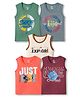 OHMS Single Jersey Knit Sleeveless Printed Vests Pack of 5 - Multicolor