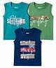 OHMS Cotton Knit Sleeveless Tank T-Shirt With Beach Theme Print Pack Of 3 - Multicolor