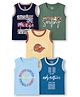 OHMS Cotton Knit Sleeveless Tank T-Shirt With Beach Theme & Text Print Pack Of 5 - Multicolor