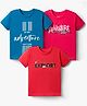 OHMS Single Jersey Knit Half Sleeves Text Printed T-Shirts Pack of 3 - Red & Blue