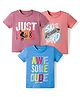 OHMS Single Jersey Knit Half Sleeves Skates & Text Printed T-Shirt Pack Of 3 - Multicolour