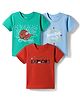 OHMS Single Jersey Knit Half Sleeves Sports Theme Printed T-Shirts Pack of 3 - Multicolour