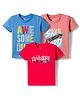 OHMS Single Jersey Knit Half Sleeves T-Shirts With Text Print Pack of 3 - Multicolor