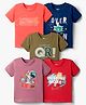 OHMS Single Jersey Knit Half Sleeves Space Theme & Text Printed T-Shirts Pack Of 5 - Multicolour