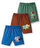 OHMS Single Jersey Knit Knee Length Shorts with Text Print Pack of 3 - Multicolor