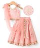 EARTHY TOUCH Cambric Woven Sleeveless Choli Lehenga Set with Dupatta Polka Dot Glitter Print - Peach