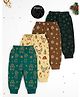 Trampoline Fleece Knit Christmas Theme Pack Of 4 Snow Flakes & Reindeer Printed Joggers - Multi Colour