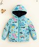 Trampoline Woven Full Sleeves Dinosaur & Magic Text Printed Hooded Puffer Jacket - Multi Colour