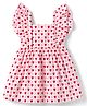 Mark & Mia Cotton Woven Frill Sleeves Hearts Printed Frock - Red