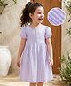 Mark & Mia Cotton Woven Half Sleeves Striped Frock With Belt Detailing - Purple