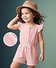 Mark & Mia Cotton Woven Half Sleeves Solid Colour Jumpsuit -Pink