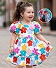 Mark & Mia Cotton Woven Half Puffed Sleeves Floral Printed Frock - Multicolor