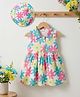 Mark & Mia Cotton Woven Sleeveless Frock With Floral Print & Cap - Multicolor