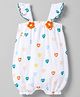Mark & Mia Knit Sleeveless Onesie with Heart Print & Floral Applique - White