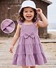 Mark & Mia Cotton Woven Cap Sleeves Solid Tired Frock With Bow Applique - Purple