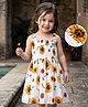 Mark & Mia Cotton Woven Sleeveless Floral Printed Frock with Smocking Detailing - White